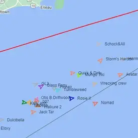 Sailing Vessel S/V Eloxy at back of the pack on Sunday morning