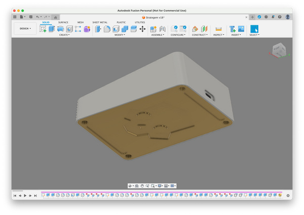 Bottom view of Macropad inside of Fusion 360 featuring Helldivers 2 Logo