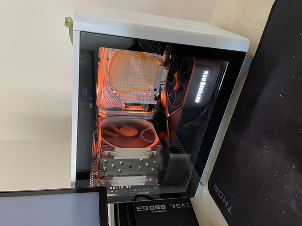 Chrome Noctua cooler in Cooler Master NR200P in its first toaster iteration