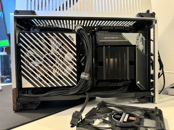 Side view of Fractal Design Terra with custom fan mod