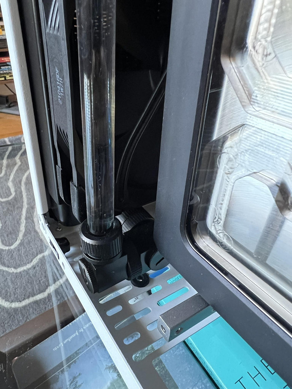 Close up of 90 degree fittings to align the tubes to the radiator