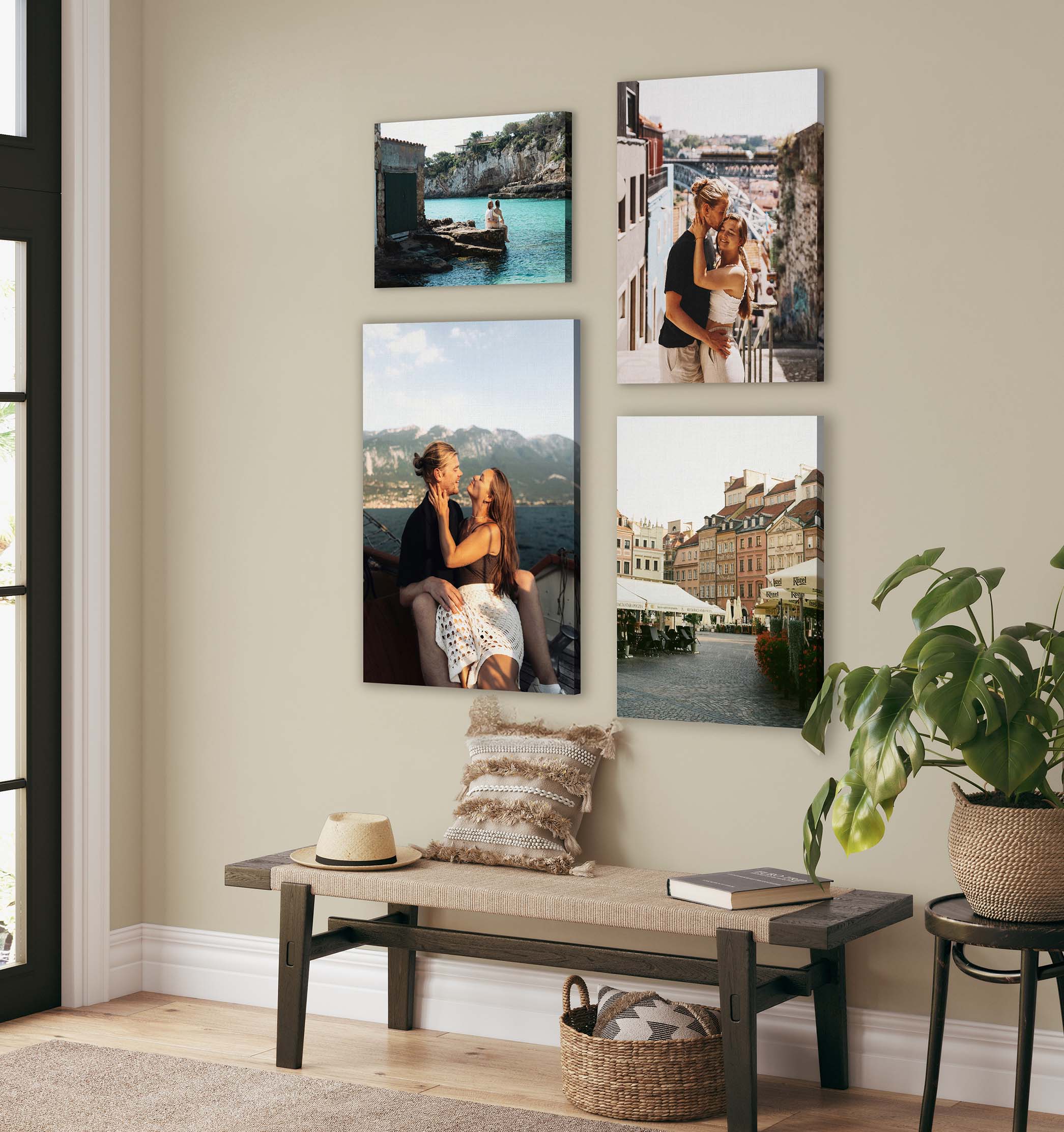 canvas print collage of a couple on vacation