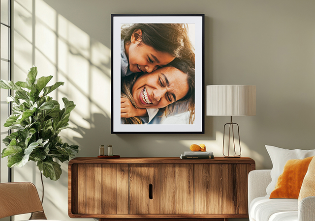 canvas print of a mom and child outdoors