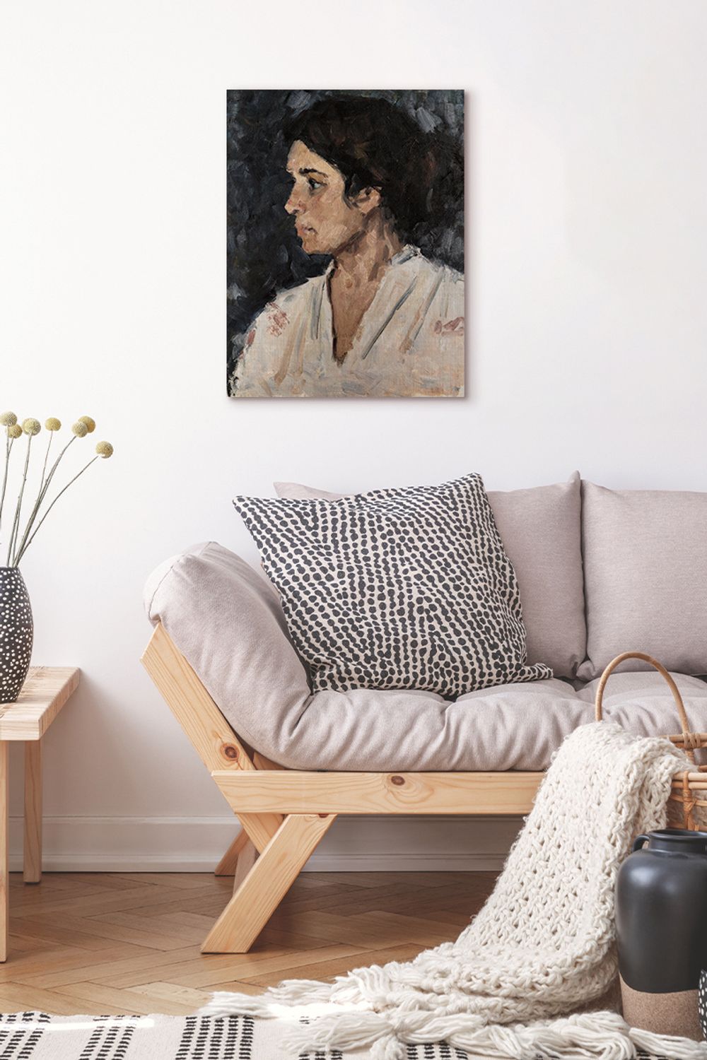 Painting of women looking out window