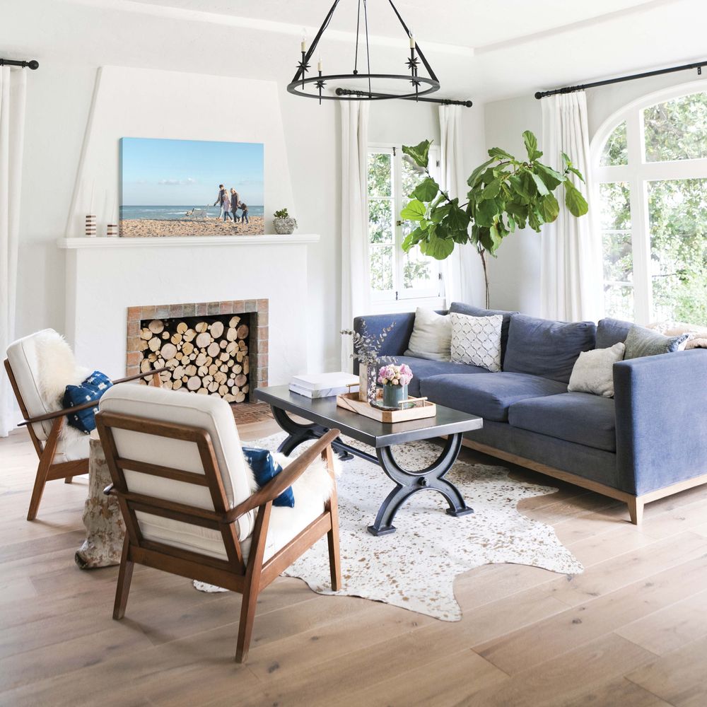 Living Room with canvas print on mantel