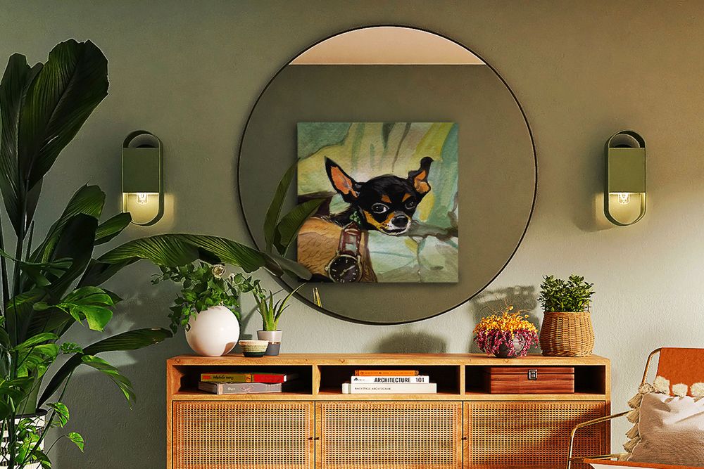Acrylic painting of a dog