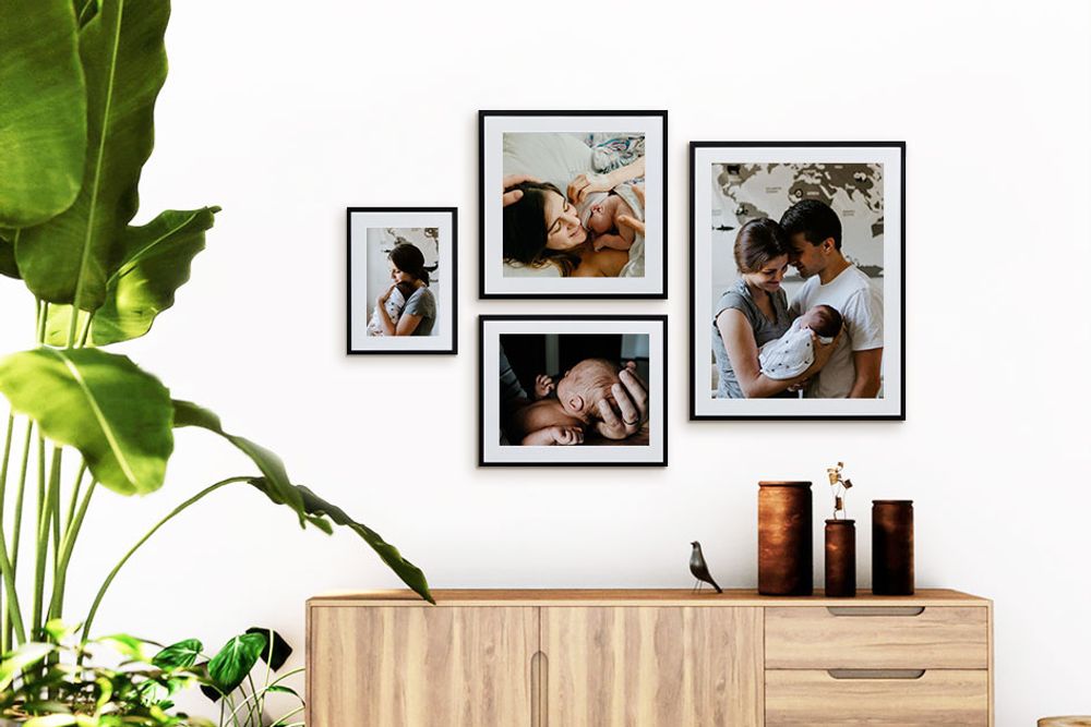 Framed print gallery cluster wall art