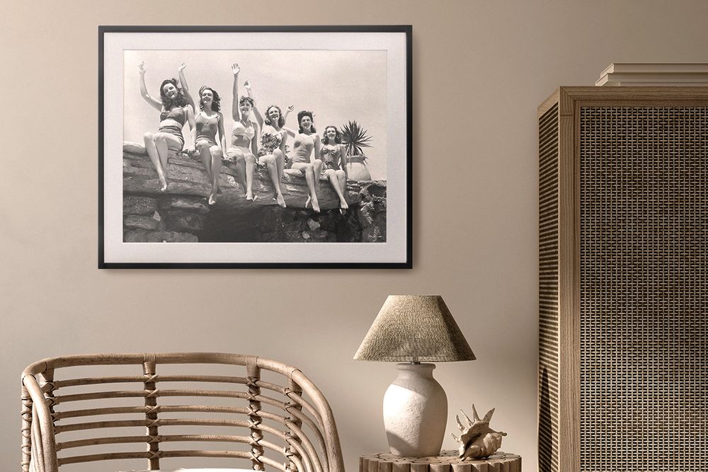 Vintage photo of friends at the pool