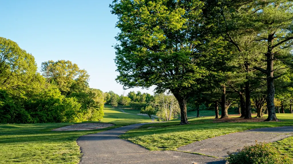 View of golf cousre from atrium at Newton White Mansion.