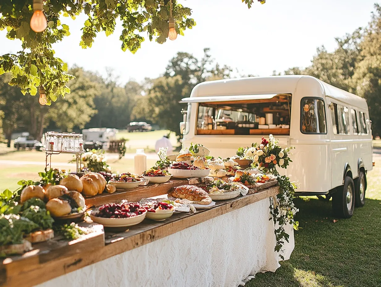 Food truck at wedding venue.