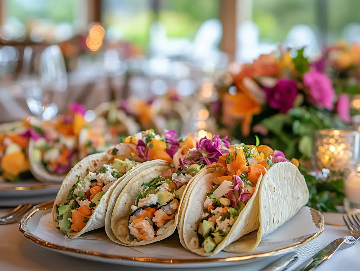 Sushi tacos on the wedding menu.