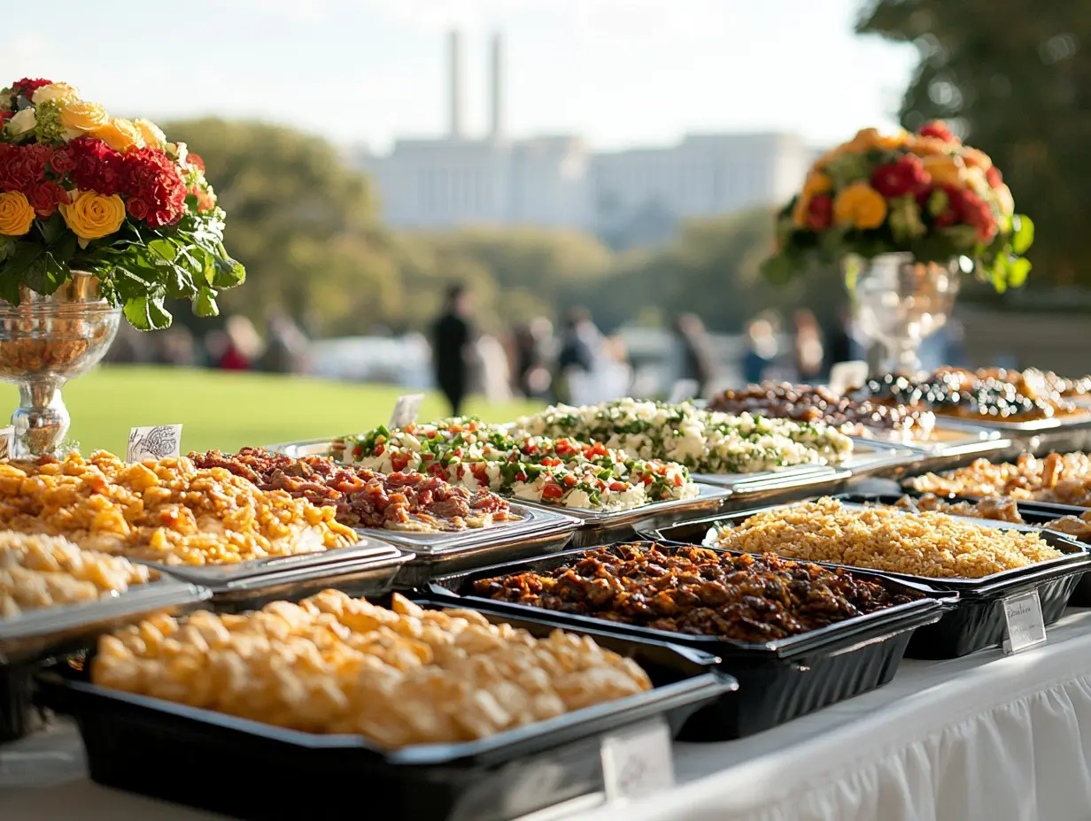 Family-style wedding meal.