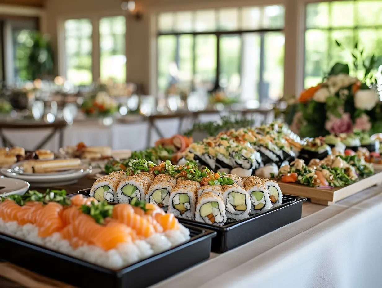 Sushi tacos served at wedding.