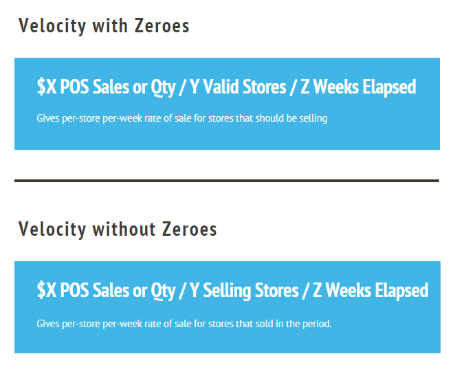 Breakdown of differences between types of sales velocities.