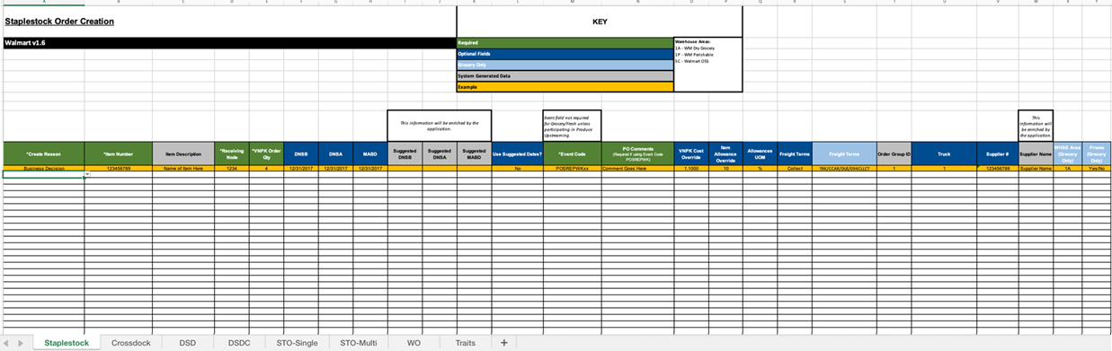 PO Creation template in Excel