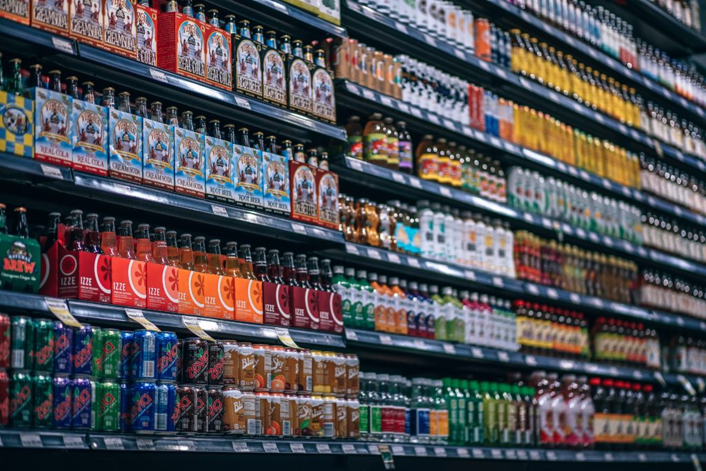 A fully stocked beverage aisle