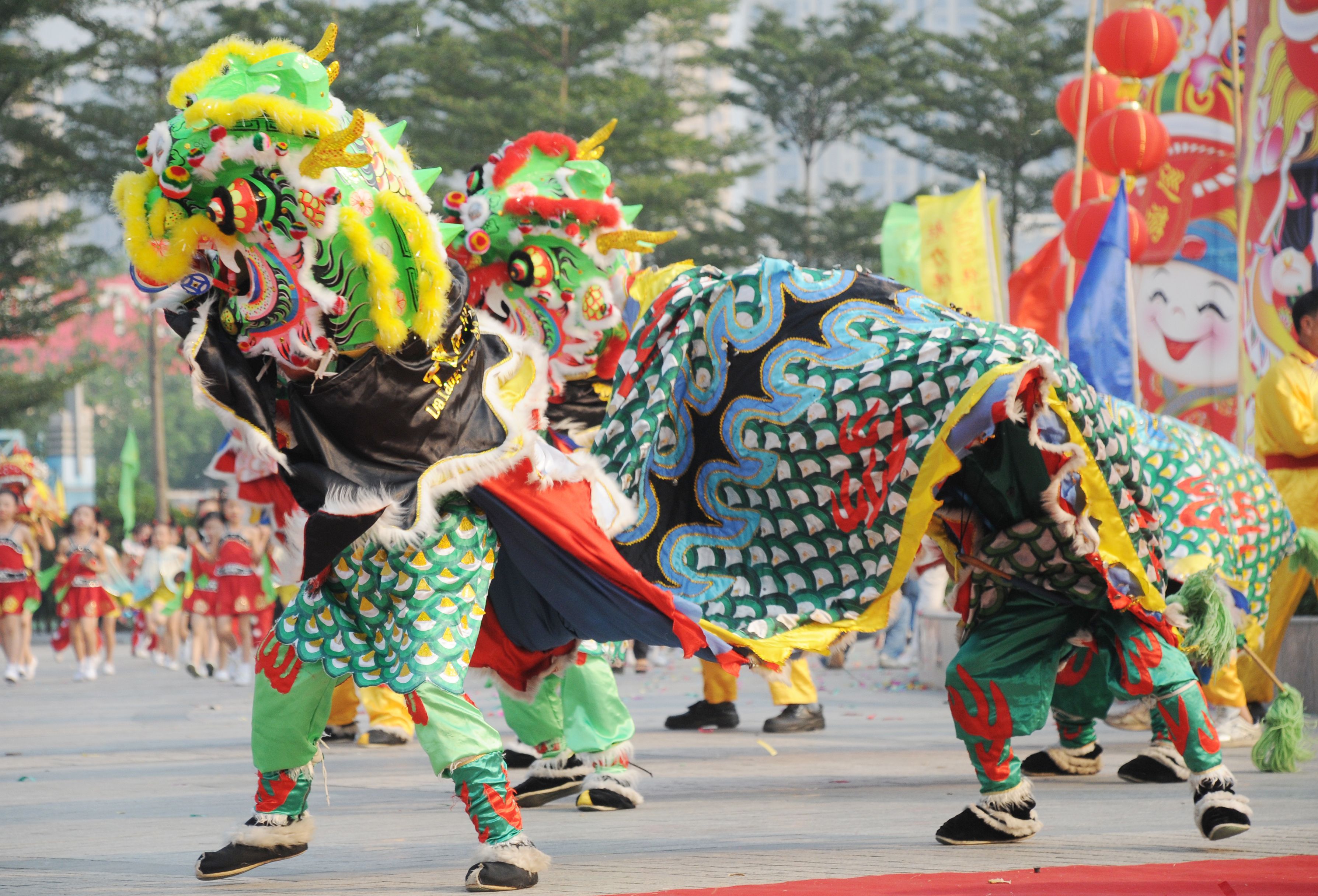 The lion dance during the Chinese Lunar New Year festival