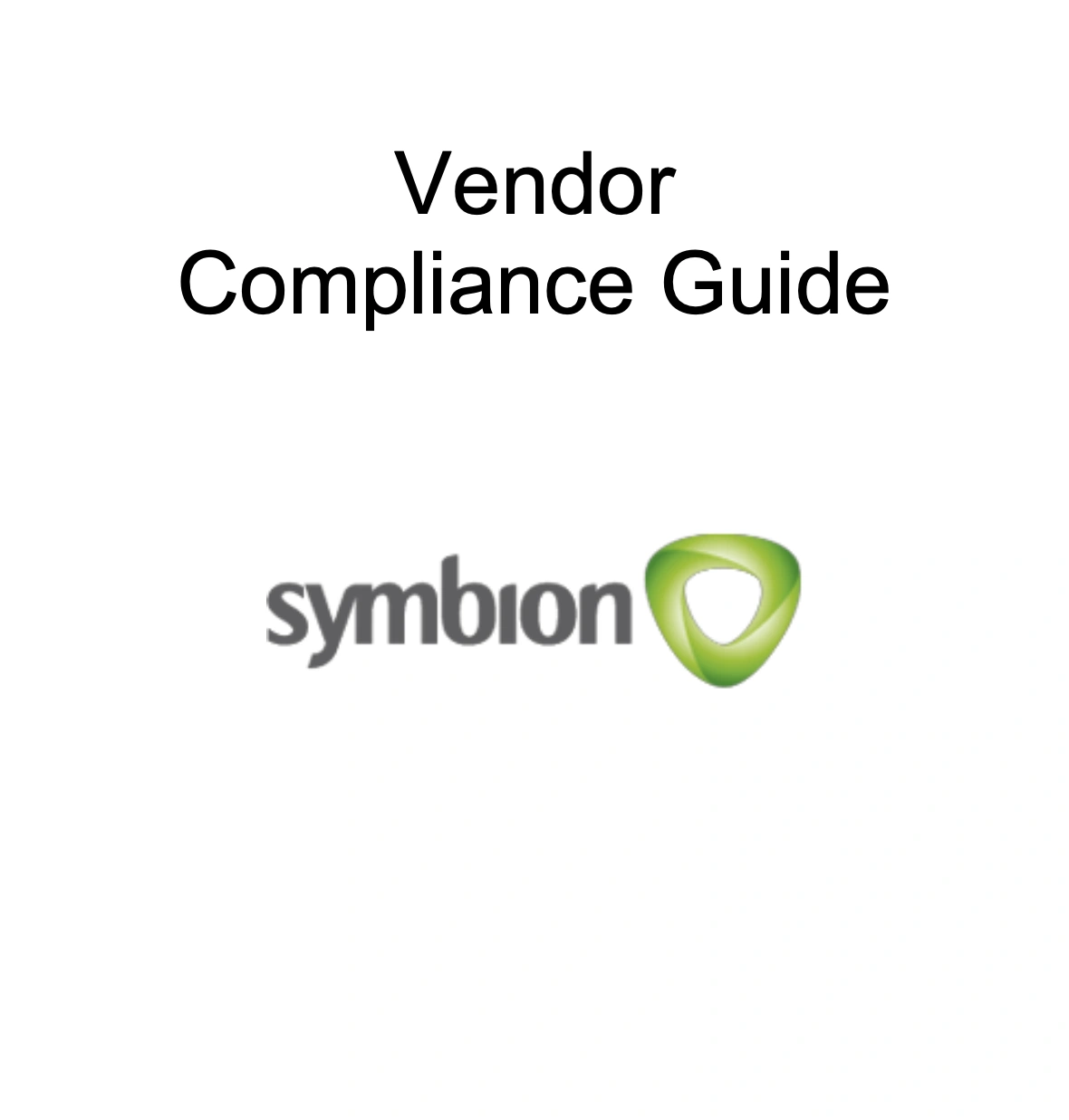 Symbion's Vendor Compliance Guide