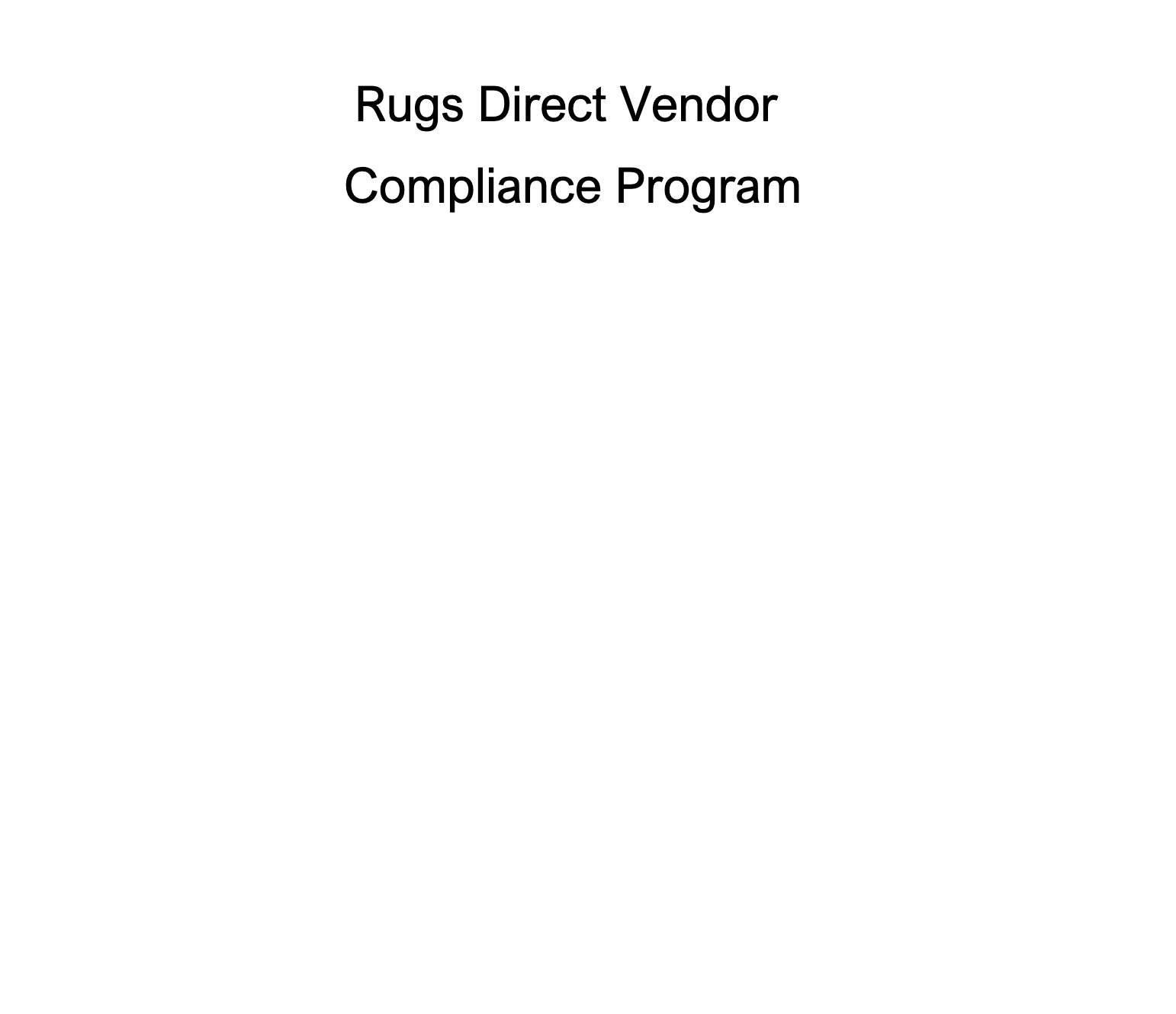 Rugs Direct Vendor Compliance Program