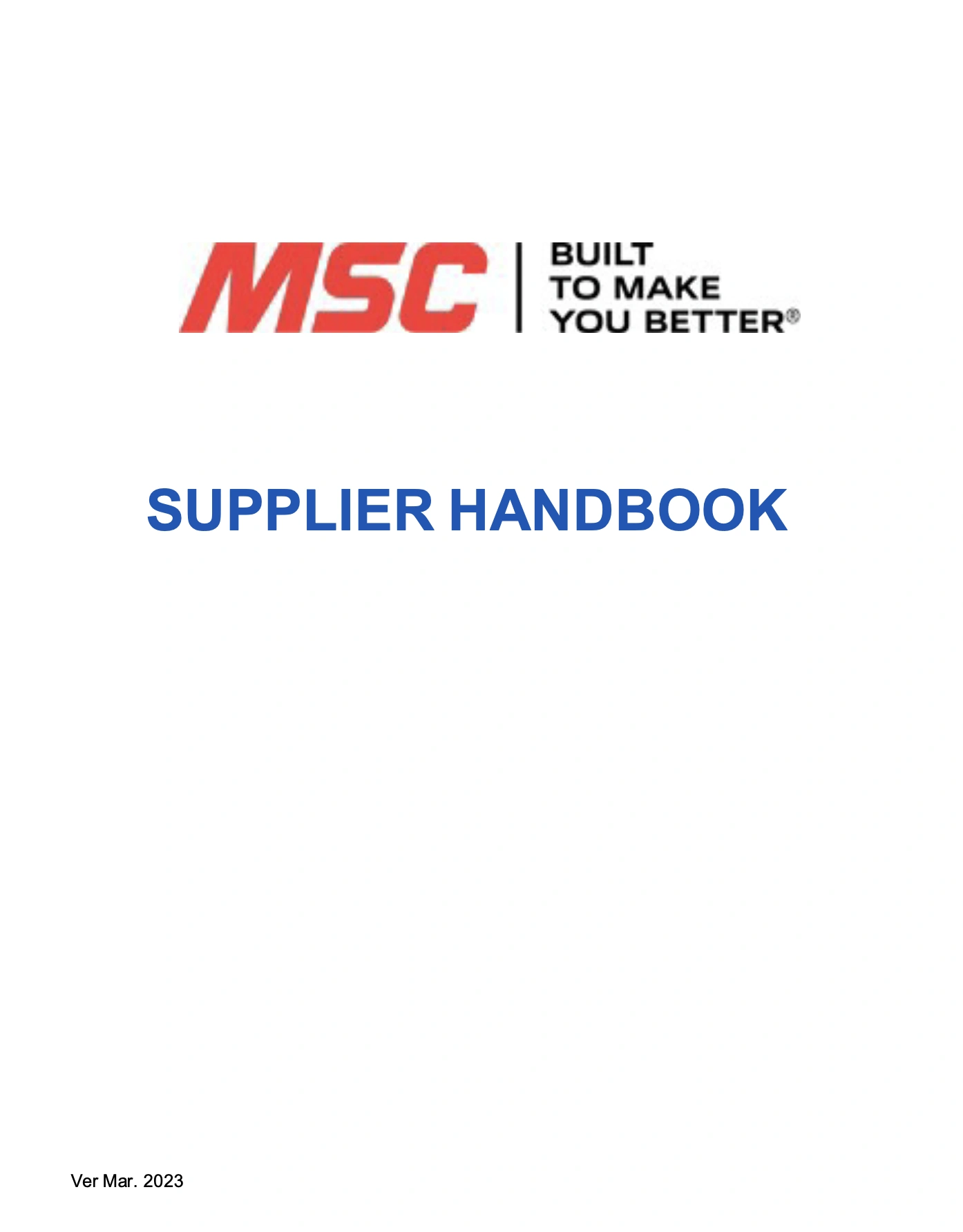 MSC Industrial Supply Co. Supplier Handbook