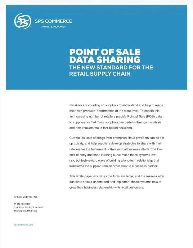 SPS Commerce White Paper: Point of Sale Data Sharing