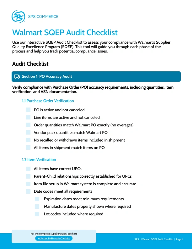 Walmart SQEP Audit Checklist