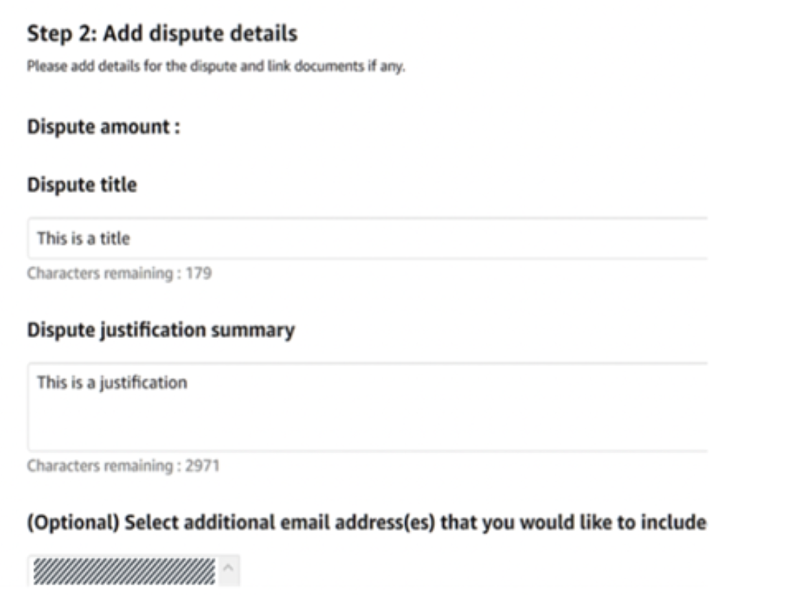 Amazon Dispute Details