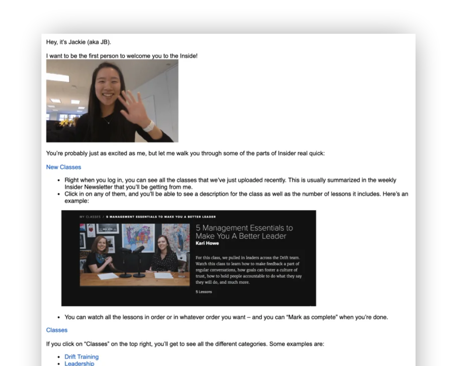 drift winning email template