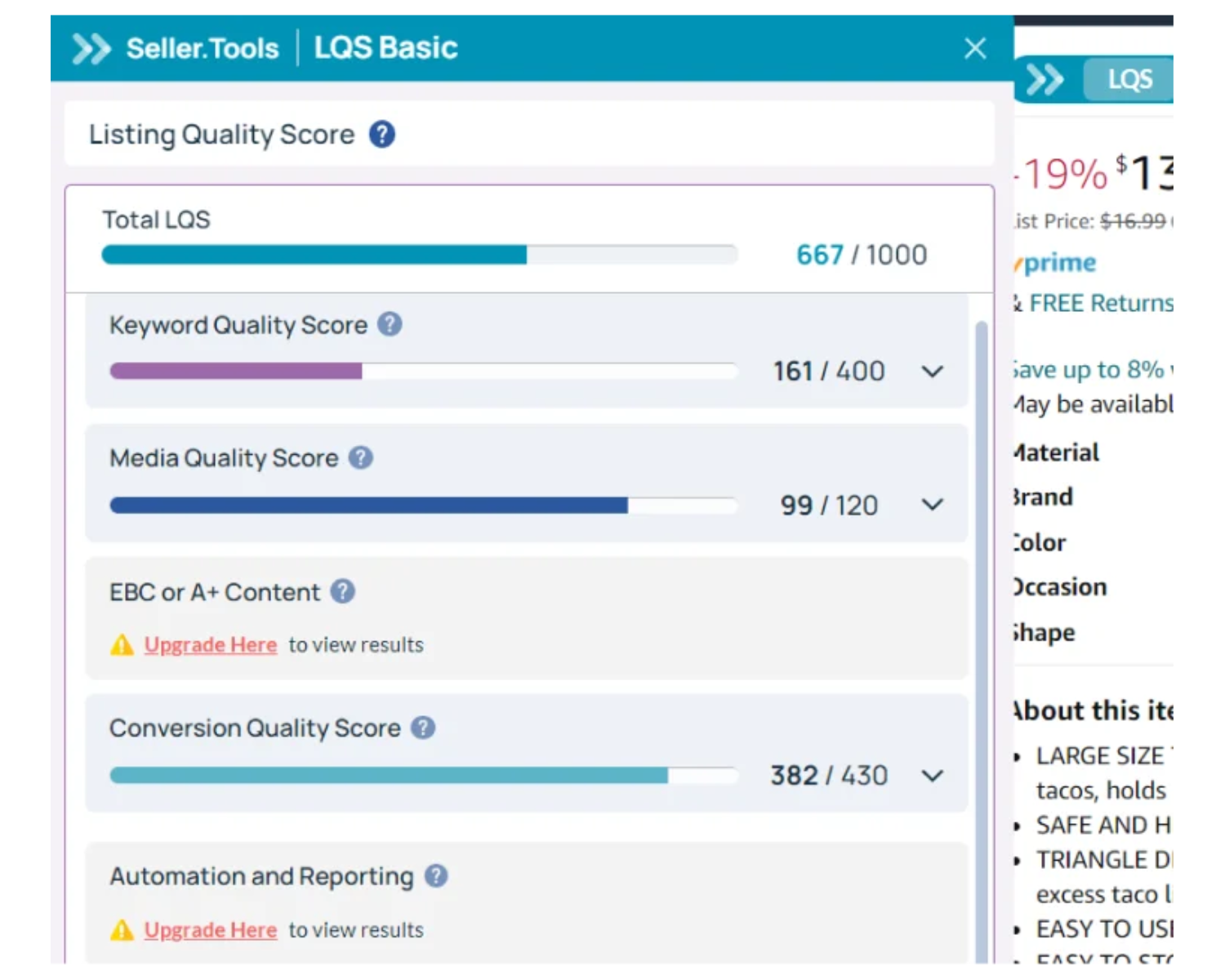 LQS Chrome extension to assess your listing quality