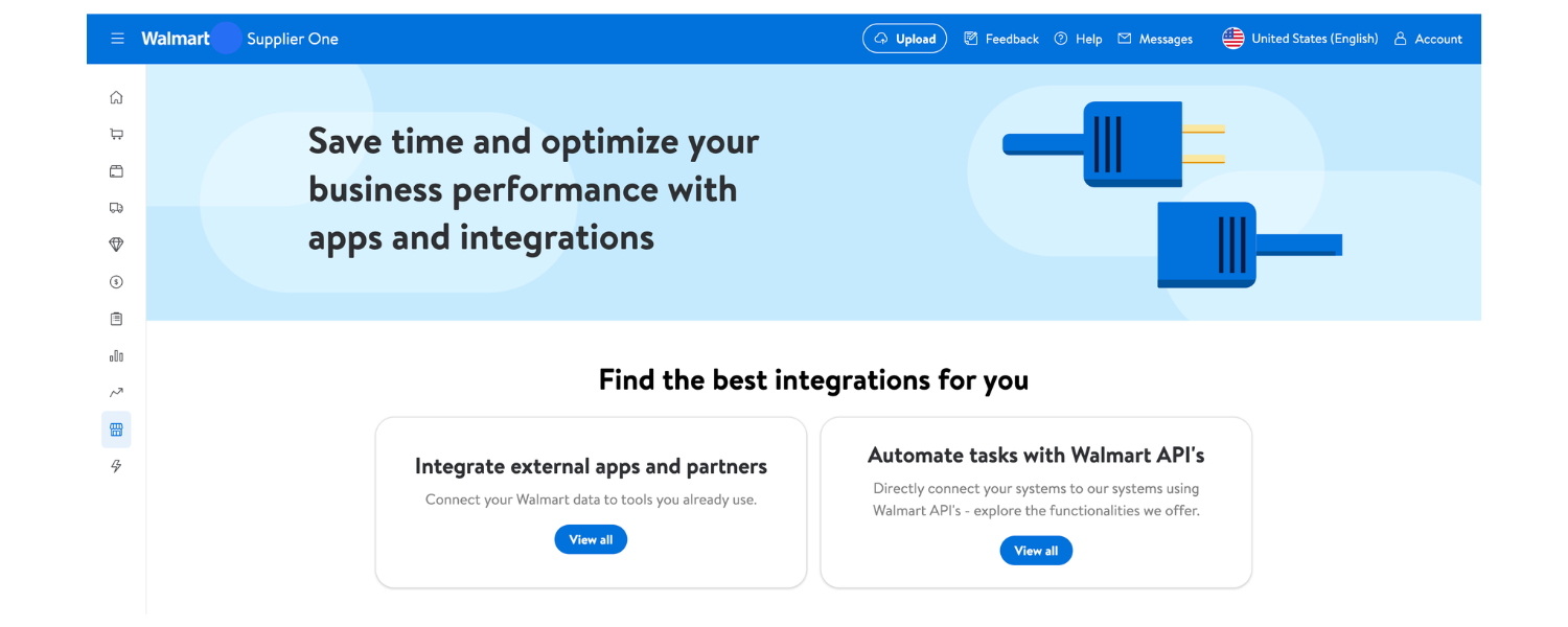Retail Link Supplier One dashboard for API and Integrations
