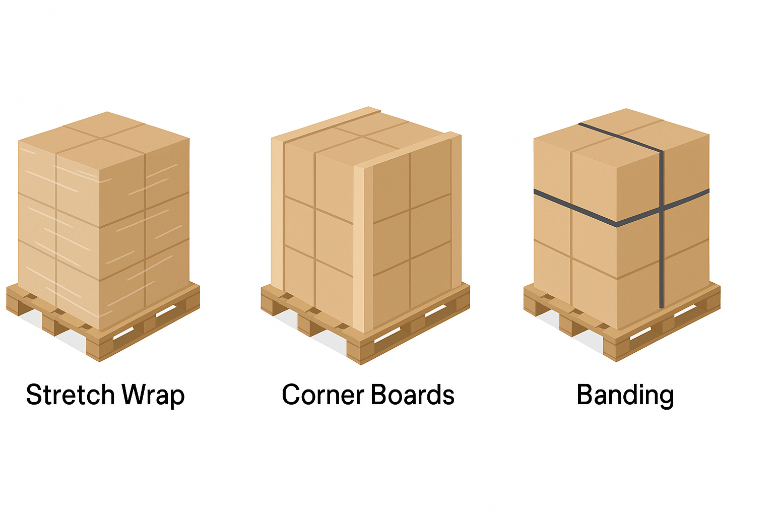 stretch wraps, corner boards, and banding in packaging