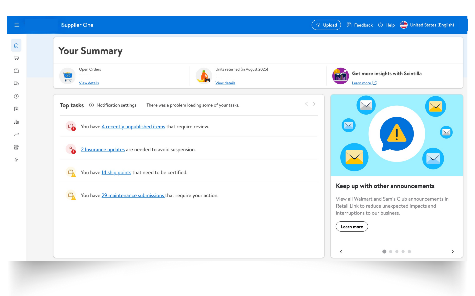A look inside Walmart's Supplier One dashboard