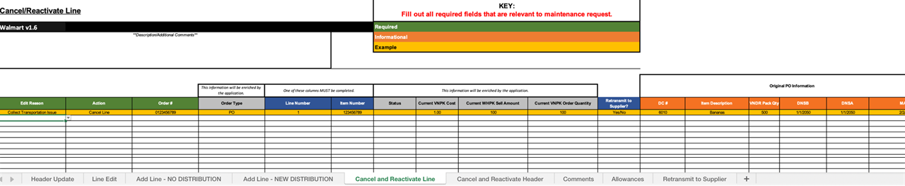 PO Maintenance Template – Cancel and Reactivate Line