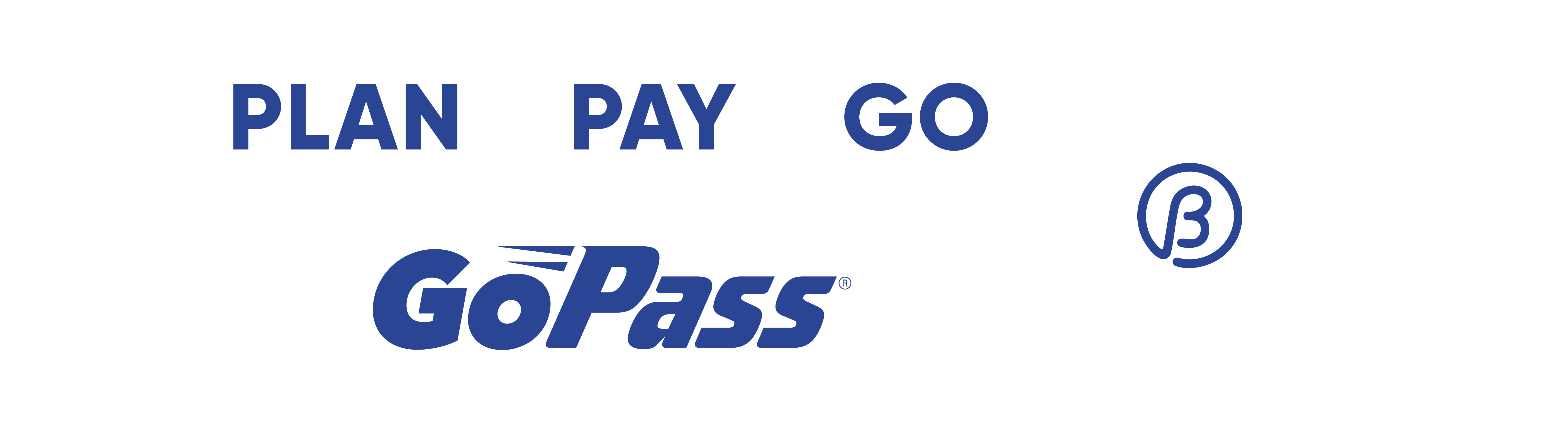 Image depicting the words "Plan, pay, or go! All from your smartphone! With a QR code linking to a page that connects the user to the GoPass App