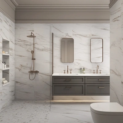 calacatta gold bathroom