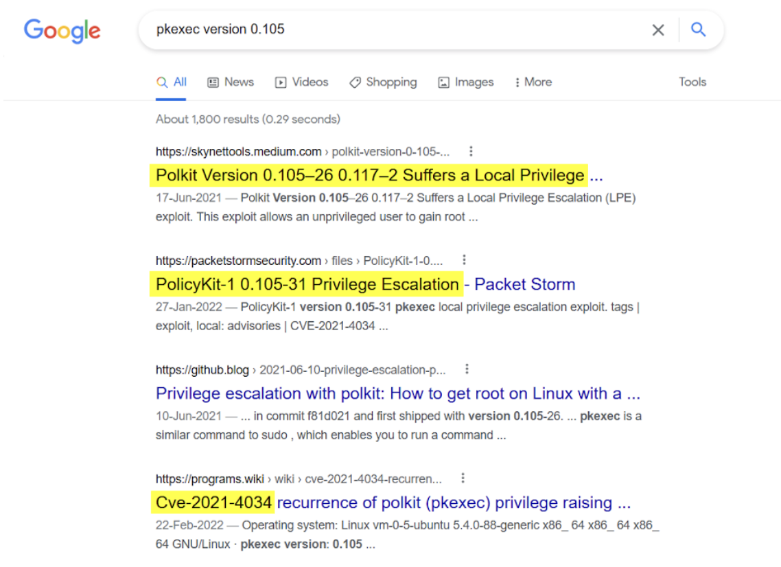 pkexec version vulnerability search