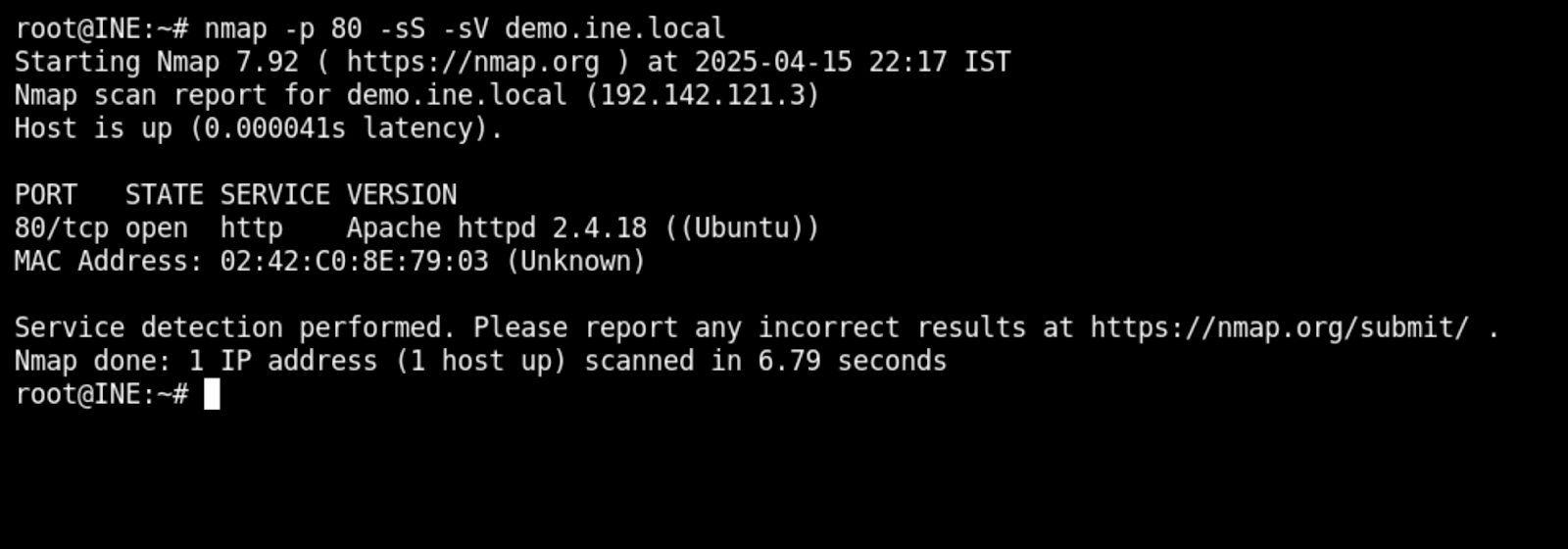 Nmap Scan Results on Port 80