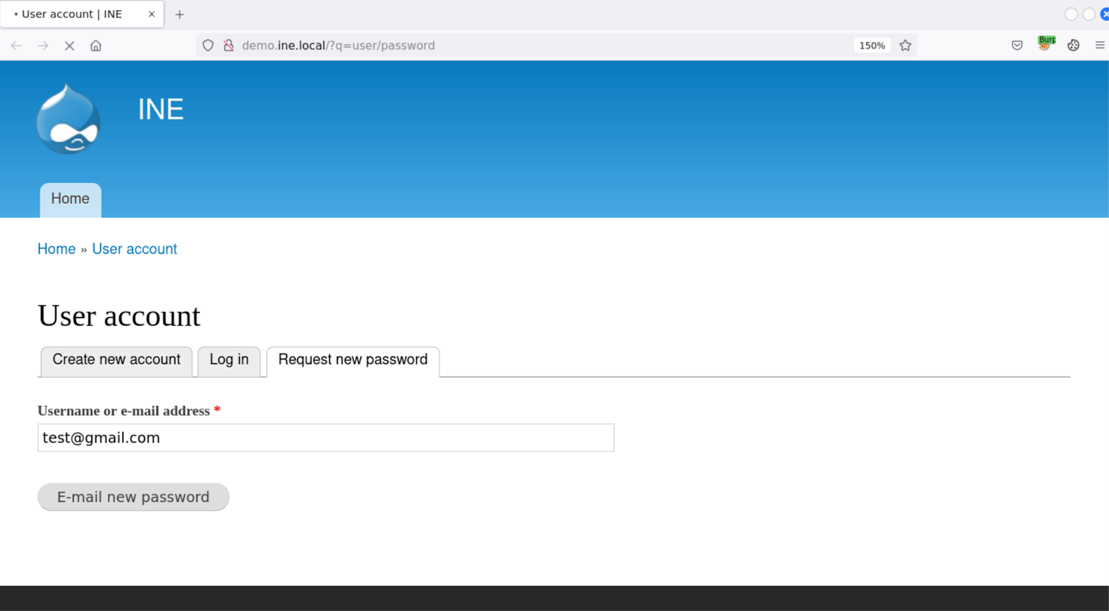 Drupal CMS New Password