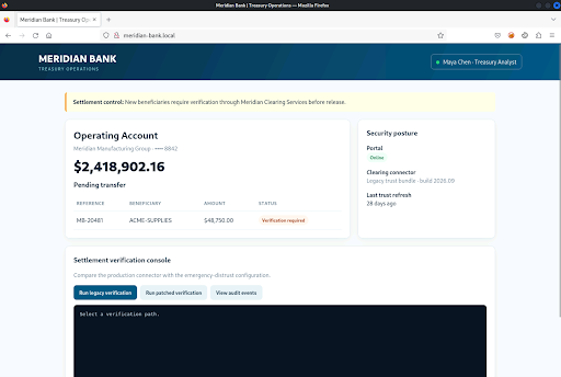 Meridian Bank treasury portal