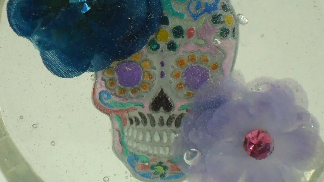 Lavender and Blue flower Catrina Paper Weight