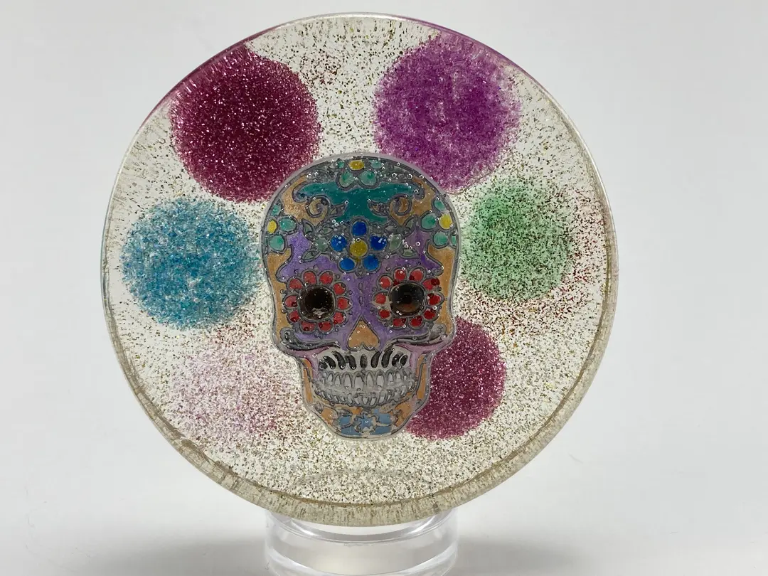Hanging Sugar Skull With Glitter Balls