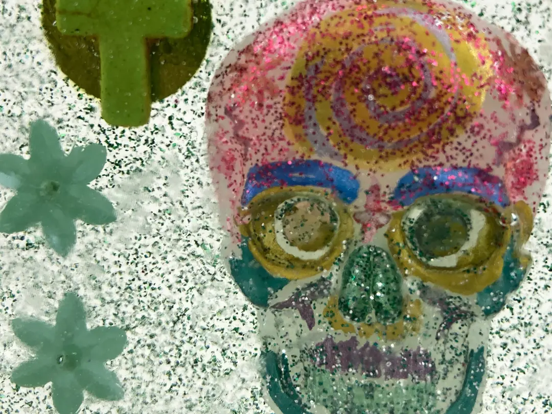 Hanging Catrina with Green Crosses