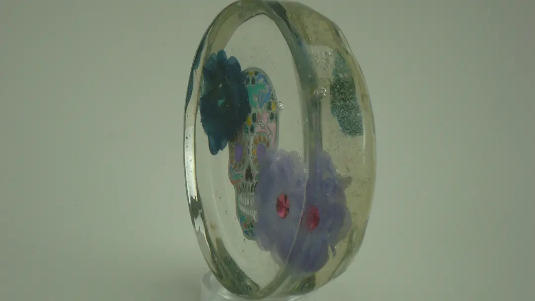 Lavender and Blue flower Catrina Paper Weight