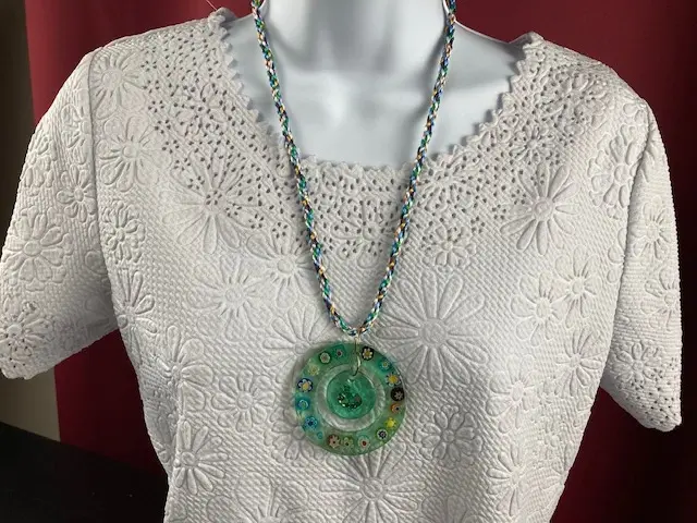 Blue-green Flower Pendant with Artist Palatte