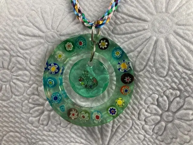 Blue-green Flower Pendant with Artist Palatte