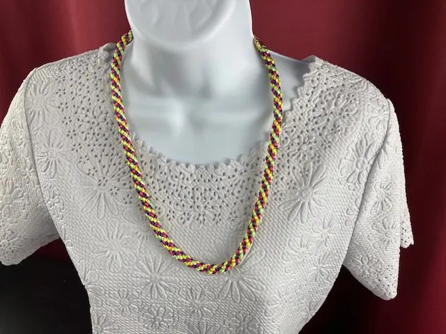 Kumihimo Yellow, Green, Pink and Purple Cord