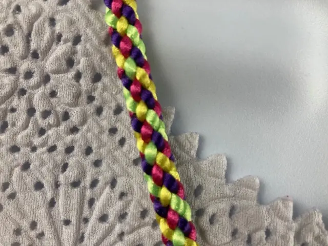 Kumihimo Yellow, Green, Pink and Purple Cord