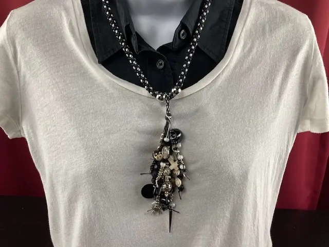 Black and White Cascade Beads with matching earrings