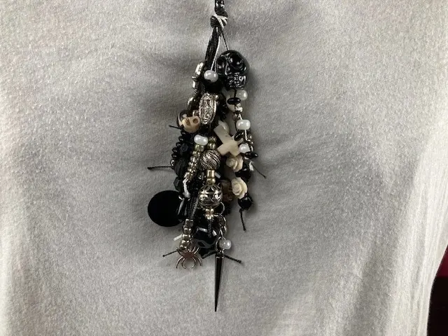 Black and White Cascade Beads with matching earrings